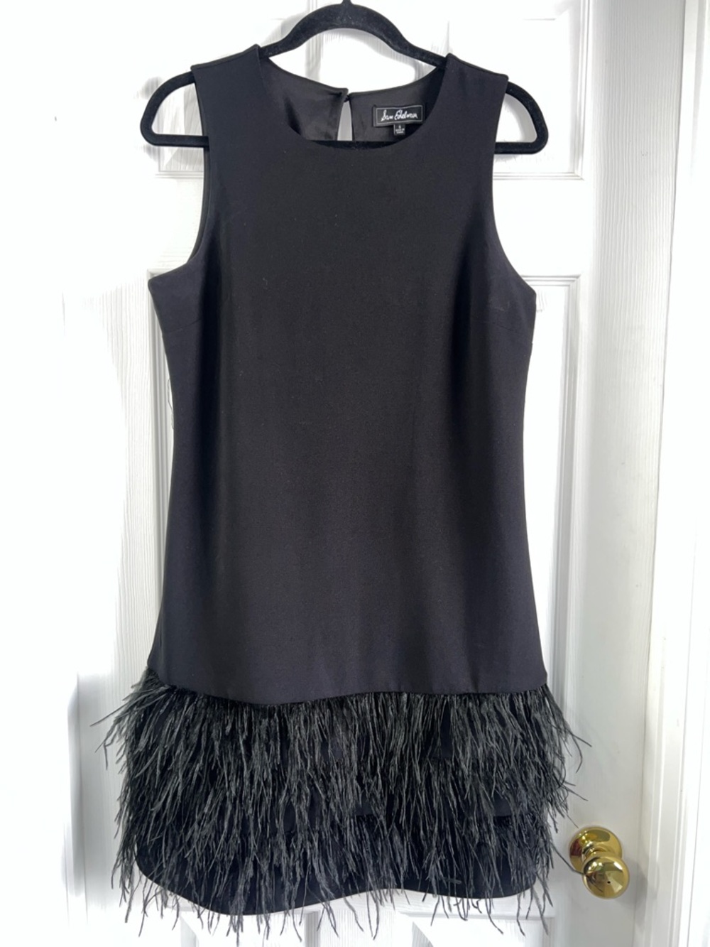 NWOT Sam Edelman Black Sleeveless Feather Hem Sheath Dress
